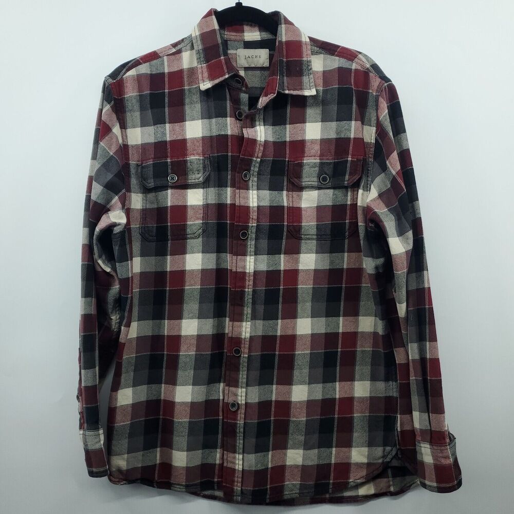 Jachs Flannel Shirt Men's Medium Multicolor Plaid 100% Cotton Collared Button-Up